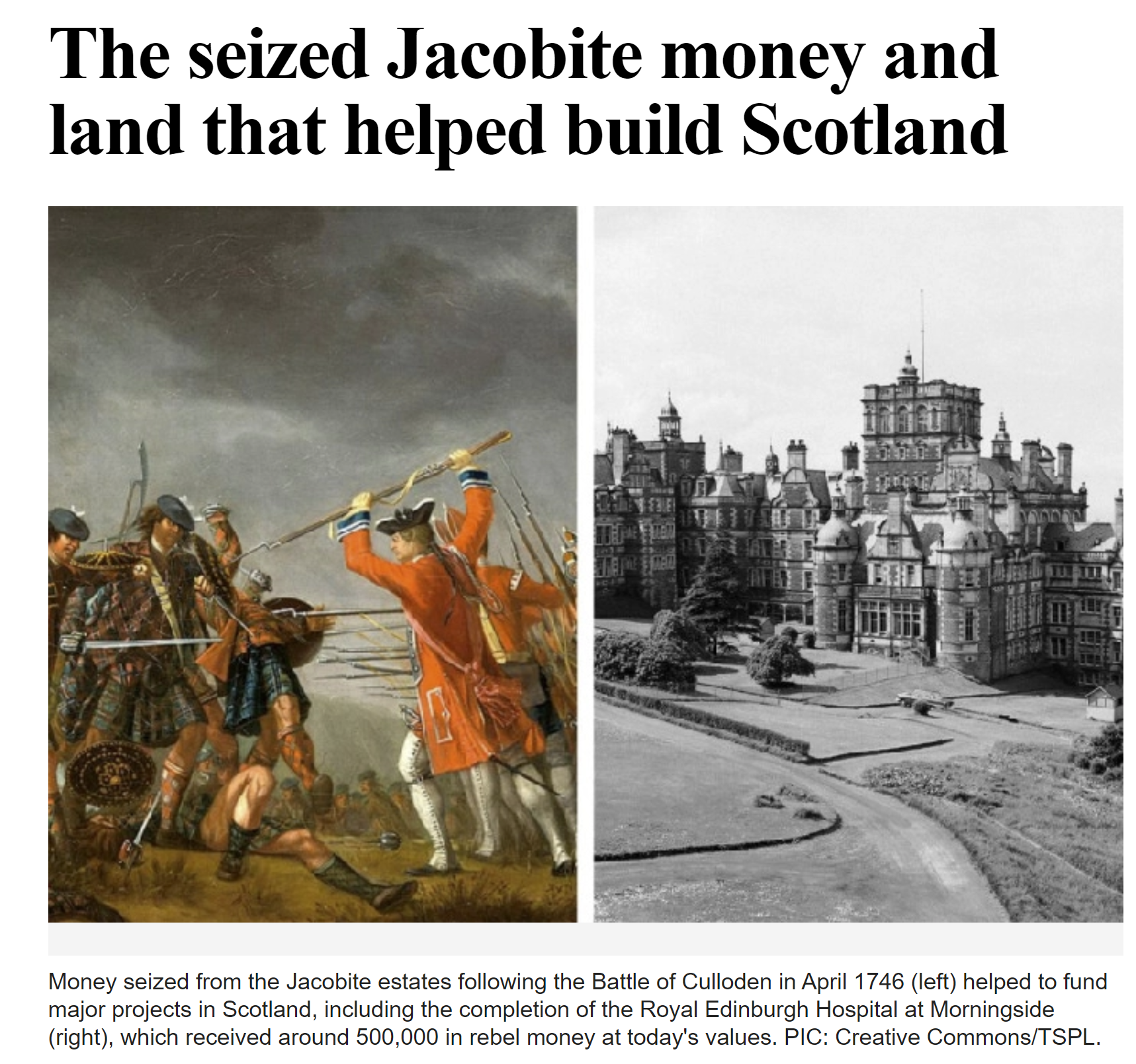 The seized Jacobite money and land that helped build Scotland