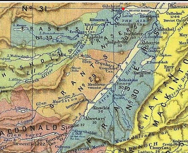 Old map of Beauly and the Aird